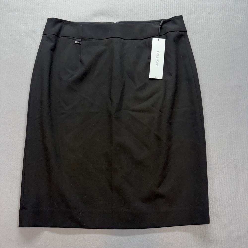 Calvin Klein Pencil Skirt Womens 10‎ Black Professional Career Stretch Suit